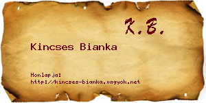 Kincses Bianka névjegykártya